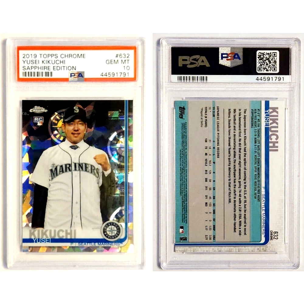 2019 Topps Chrome - Yusei Kikuchi #632 (RC) Sapphire Edition PSA 10 GEM MINT